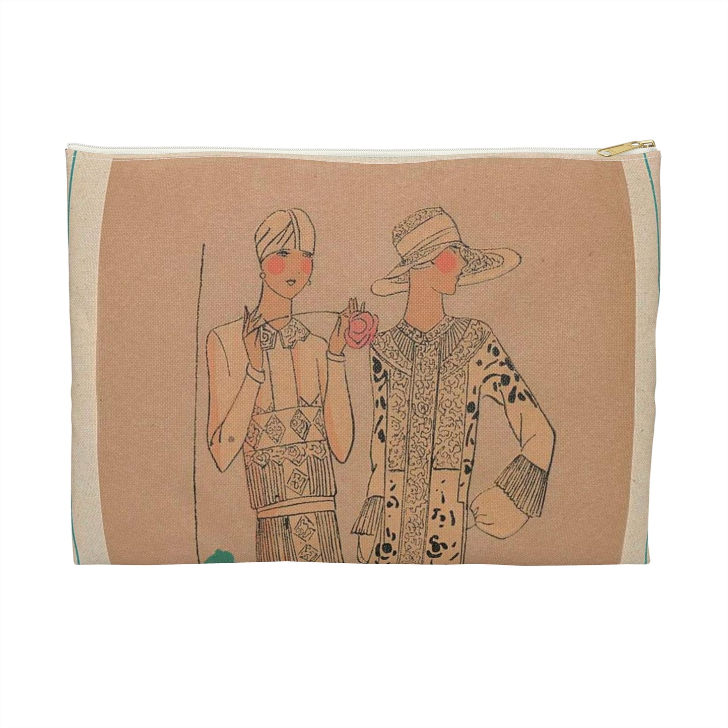 Très Parisien, 1927 No. 3, Pl. 9: Créations BECHOFF - VERS L'AURORE Large Organizer Pouch with Black Zipper