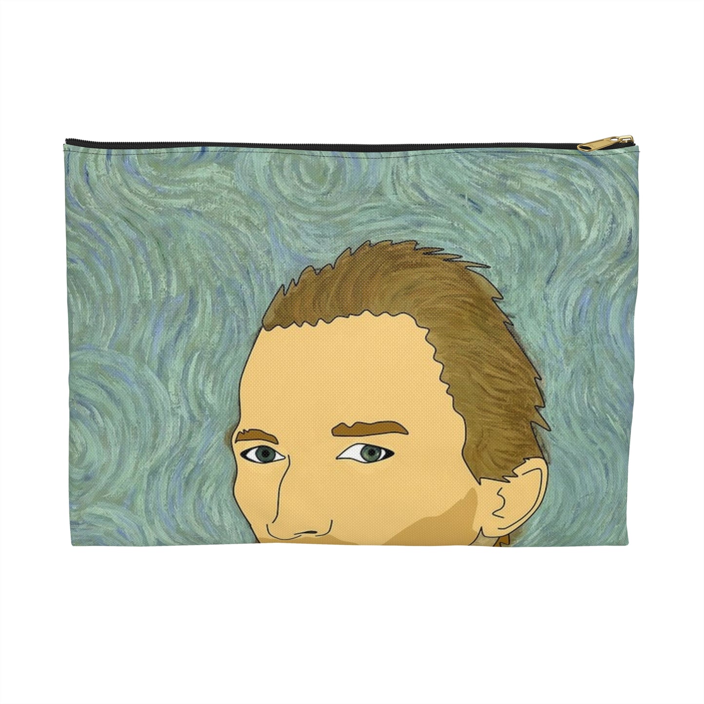 A painting of a man in a suit and tie. Van gogh illustration insanity. Large Organizer Pouch with Black Zipper