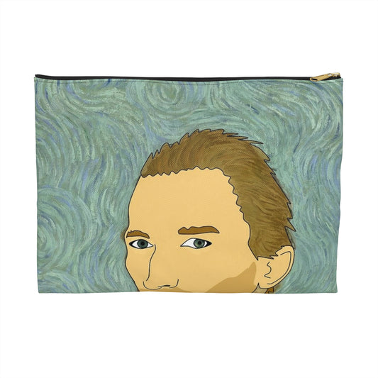 A painting of a man in a suit and tie. Van gogh illustration insanity. Large Organizer Pouch with Black Zipper