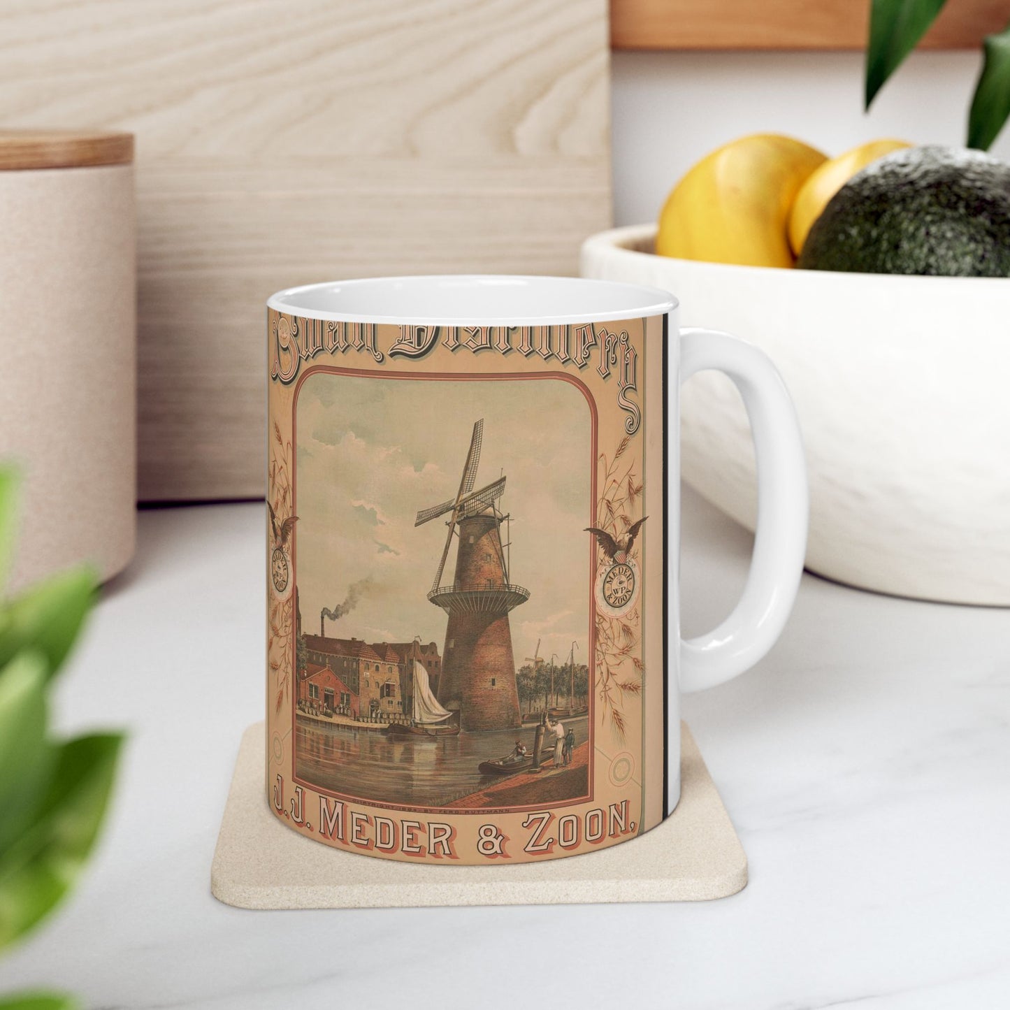 Swan Distillery, J.J. Meder & Zoon, Schiedam Beautiful Novelty Ceramic Coffee Mug 11oz