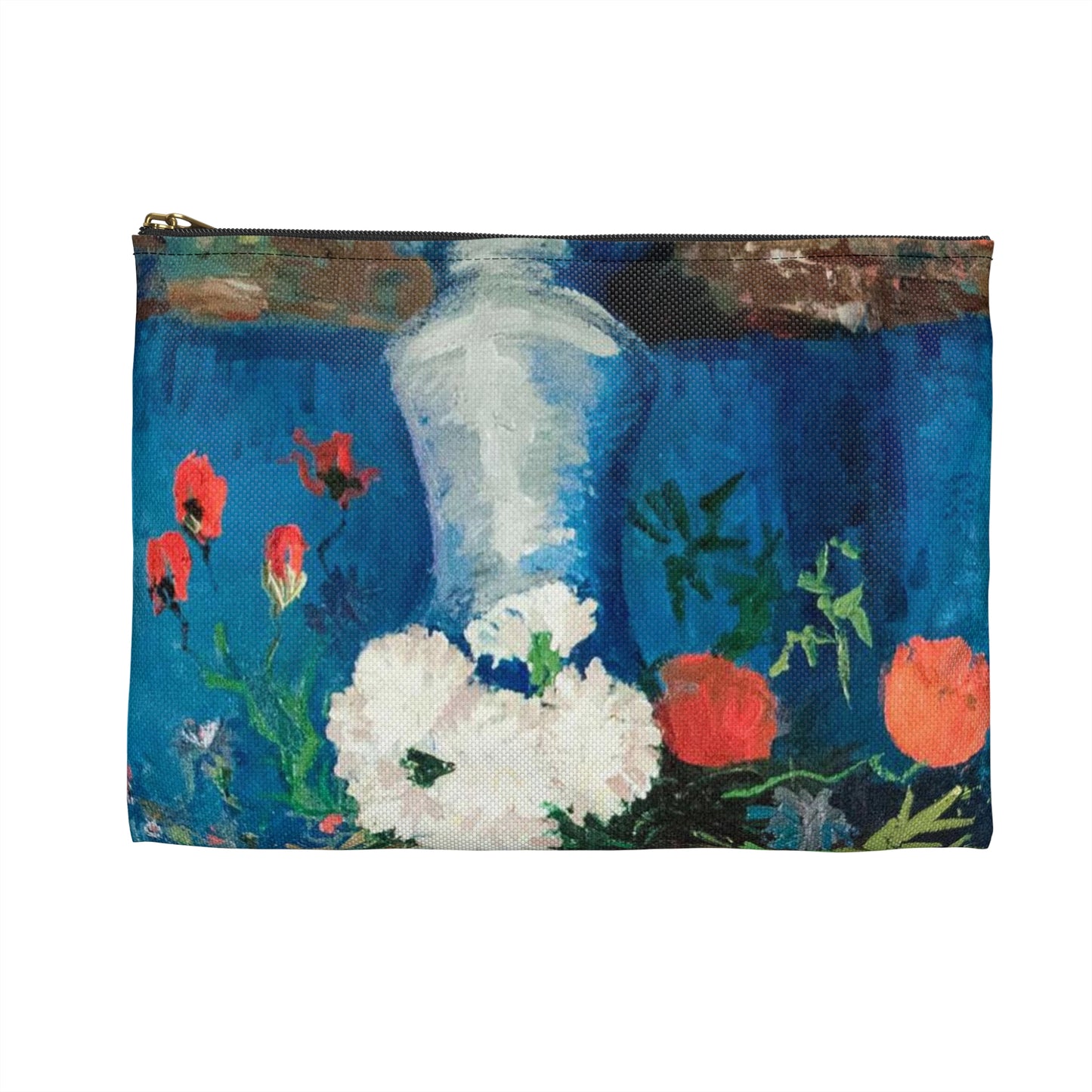 Still life of flowers by Vincent van Gogh - My Dream Large Organizer Pouch with Black Zipper