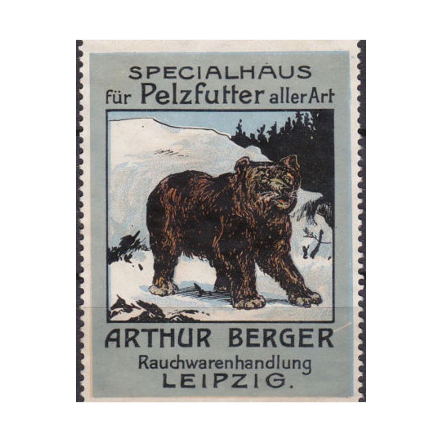 Arthur Berger, fur trader in Leipzig, c. 1910, brand advertisings (03) High Quality Matte Wall Art Poster for Home, Office, Classroom