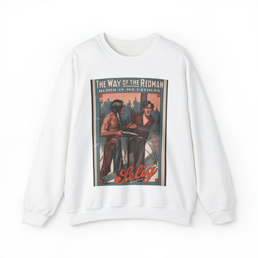 The way of the redman Blood of his fathers. White Heavy Blend Adult Crew Neck SweatShirt