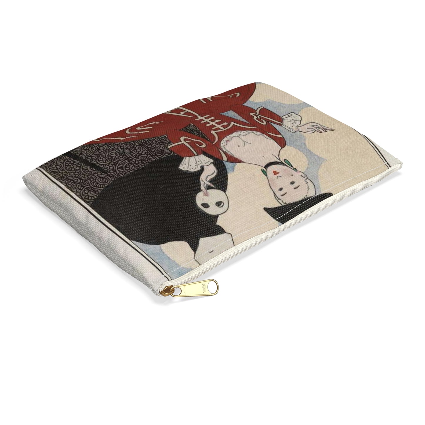 Fancy dress (Travestissement d'aprés Longhi - Robe de damas galonnée de blanc sur laquelle on jettera une baiite de taffetas noir et de dentelle) (CBL WEp 0847) Large Organizer Pouch with Black Zipper