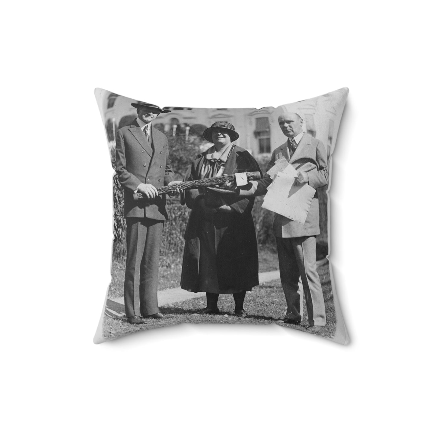 Mr. Coolidge becomes an honorary member of the Smoki [i.e., Hopi] tribe of Arizona--Miss Grace M. Sparks, Secty. of the Chamber of Commerce of Prescott, Ariz. and H.M. Watkins, Secty. of the Chamber of Phoenix Decorative Accent Square Pillow