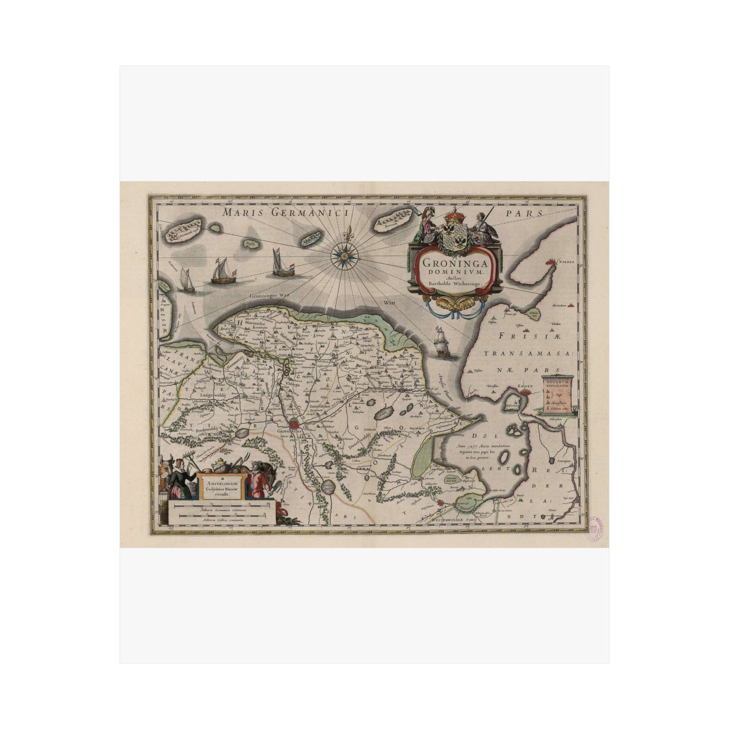 Blaeu 1645 - Groninga Dominium (2nd) High Quality Matte Wall Art Poster for Home, Office, Classroom