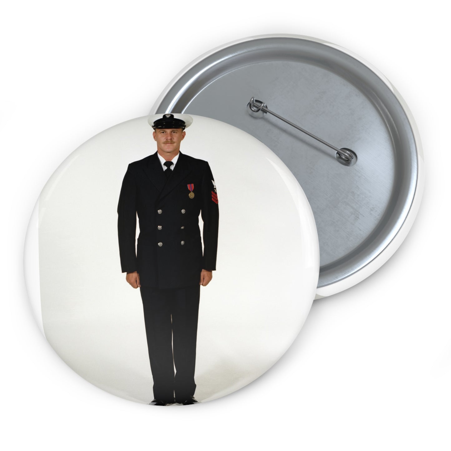 Uniform: Full dress blue, Navy enlisted men, ranks E-1 through E-6 Pin Buttons with Crisp Design