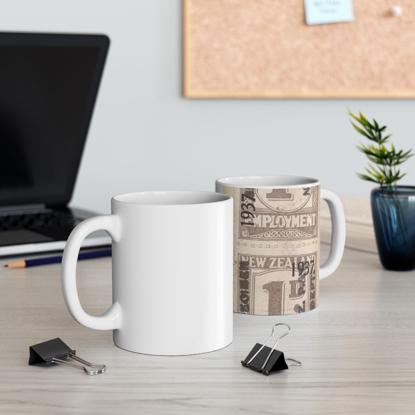 Block of one penny Unemployment Relief stamps overprinted '1937' and 'Specimen' Beautiful Novelty Ceramic Coffee Mug 11oz