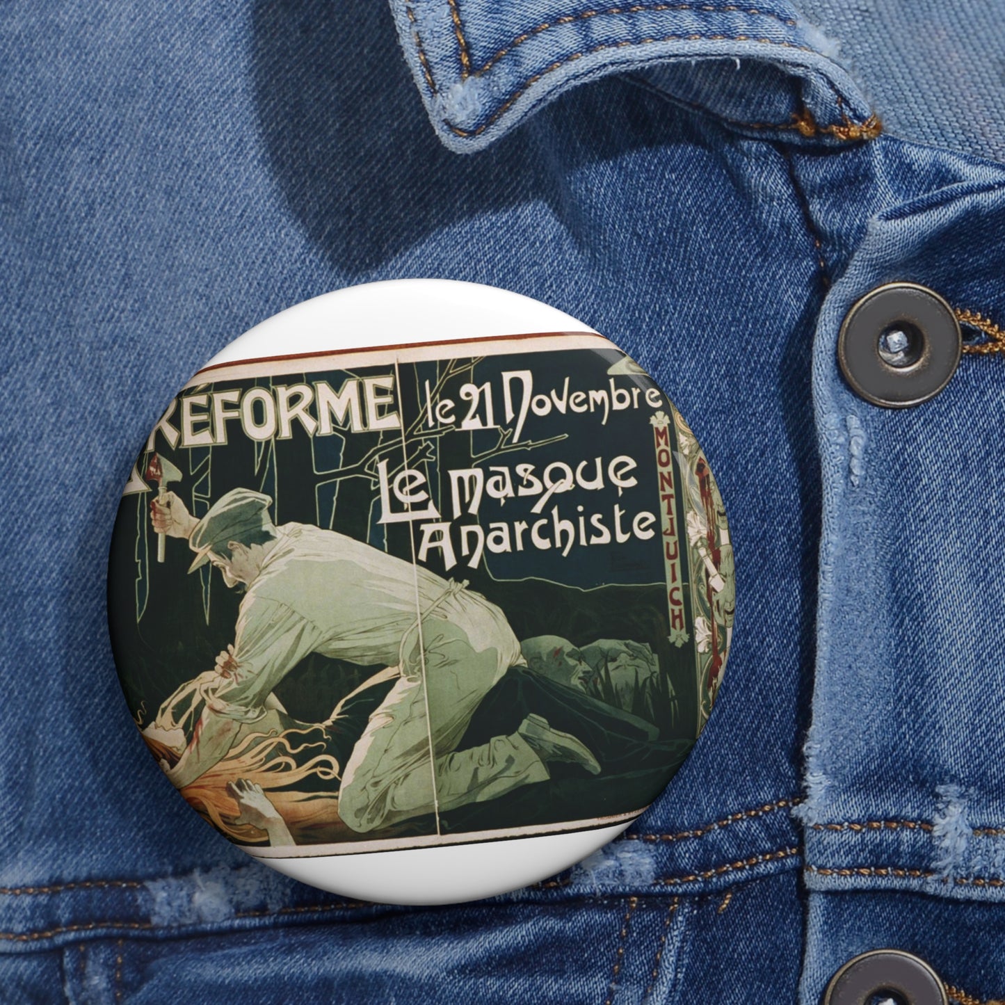 La Réforme, le 21 Novembre, le masque anarchiste Pin Buttons with Crisp Design