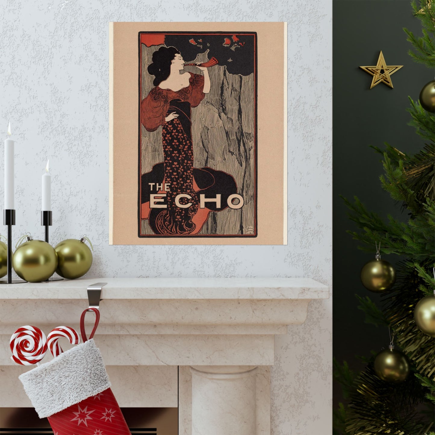 The echo, for sale here - Art nouveau public domain poster - Art nouveau public domain image High Quality Matte Wall Art Poster for Home, Office, Classroom