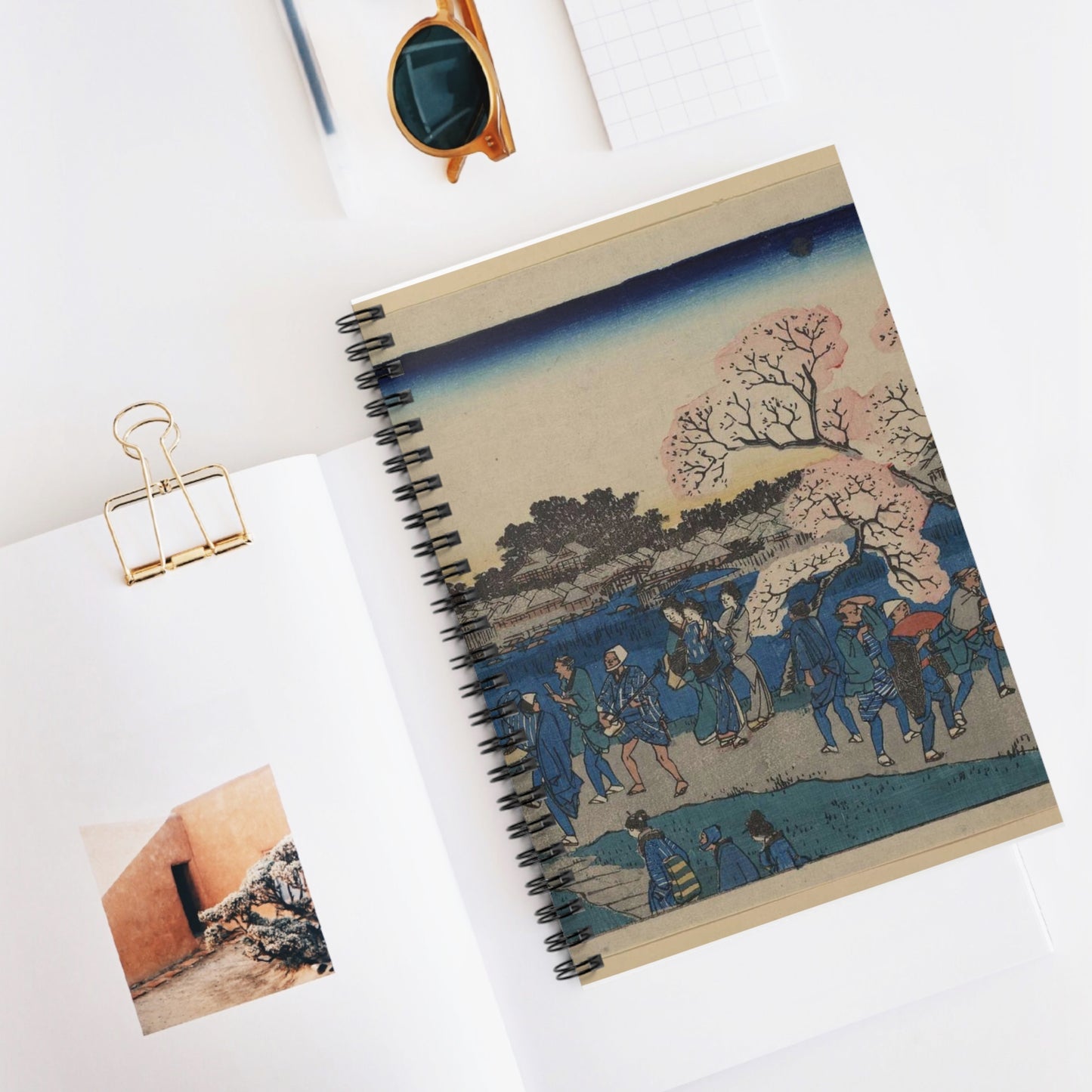 Sumida tsutsumi hanami no zu Andō Hiroshige Spiral Bound Ruled Notebook with Printed Cover