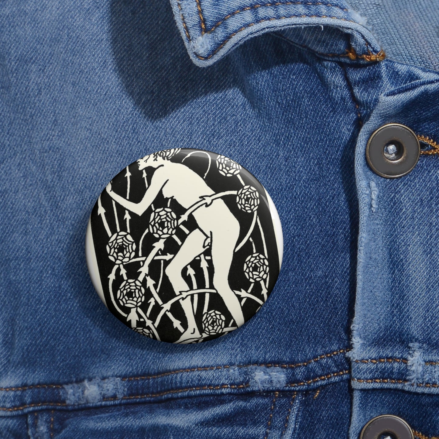 Hermaphroditus. Aubrey Beardsley - Le Morte d'Arthur Pin Buttons with Crisp Design