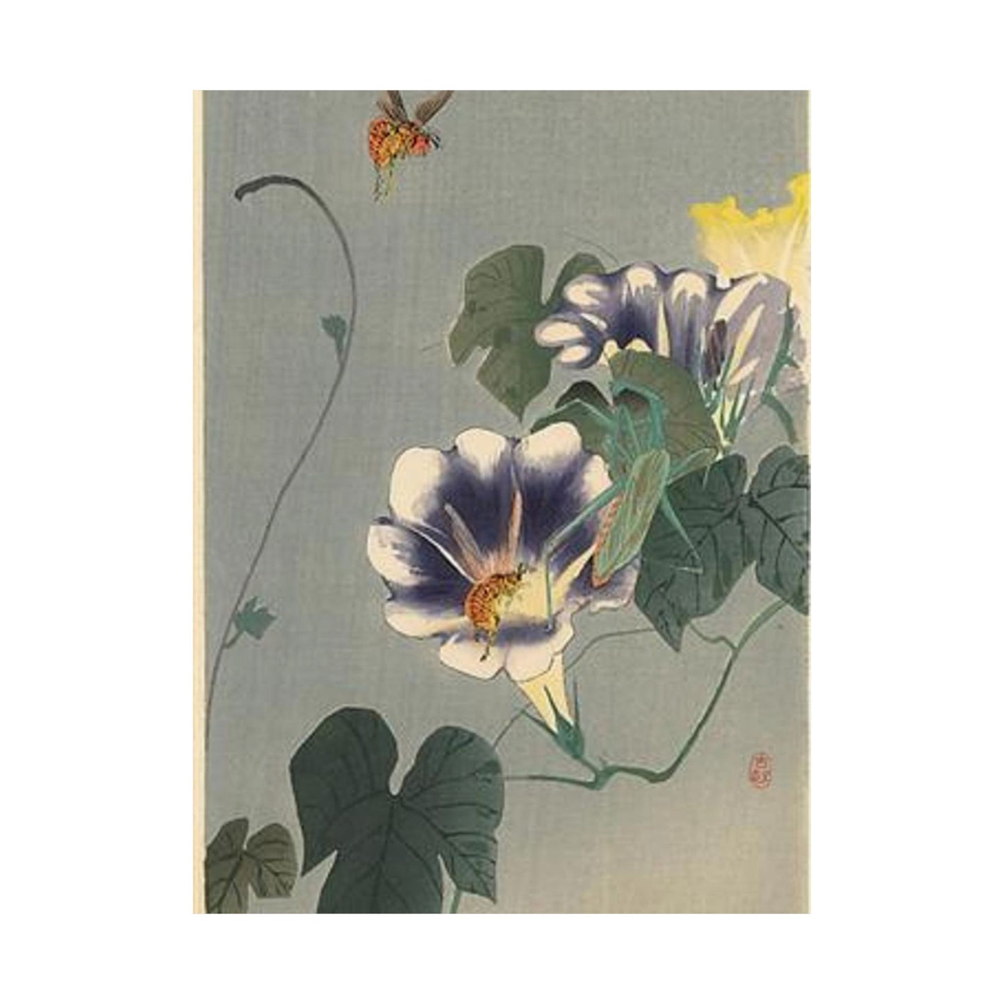 Koson - wasps-and-praying-mantis, Ohara Koson High Quality Matte Wall Art Poster for Home, Office, Classroom