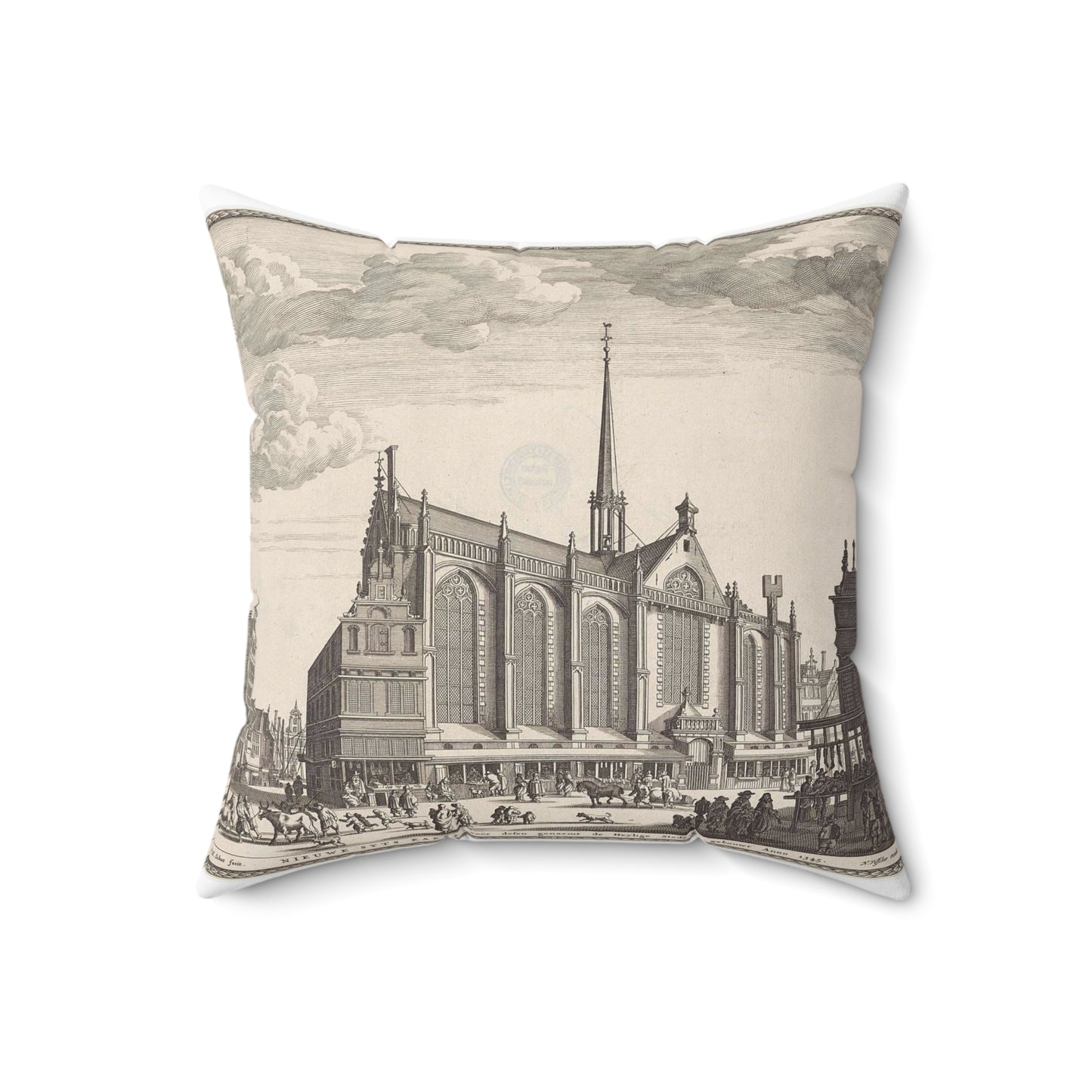 Gezicht op de Heilige Stede (Nieuwezijds Kapel) te Amsterdam Decorative Accent Square Pillow