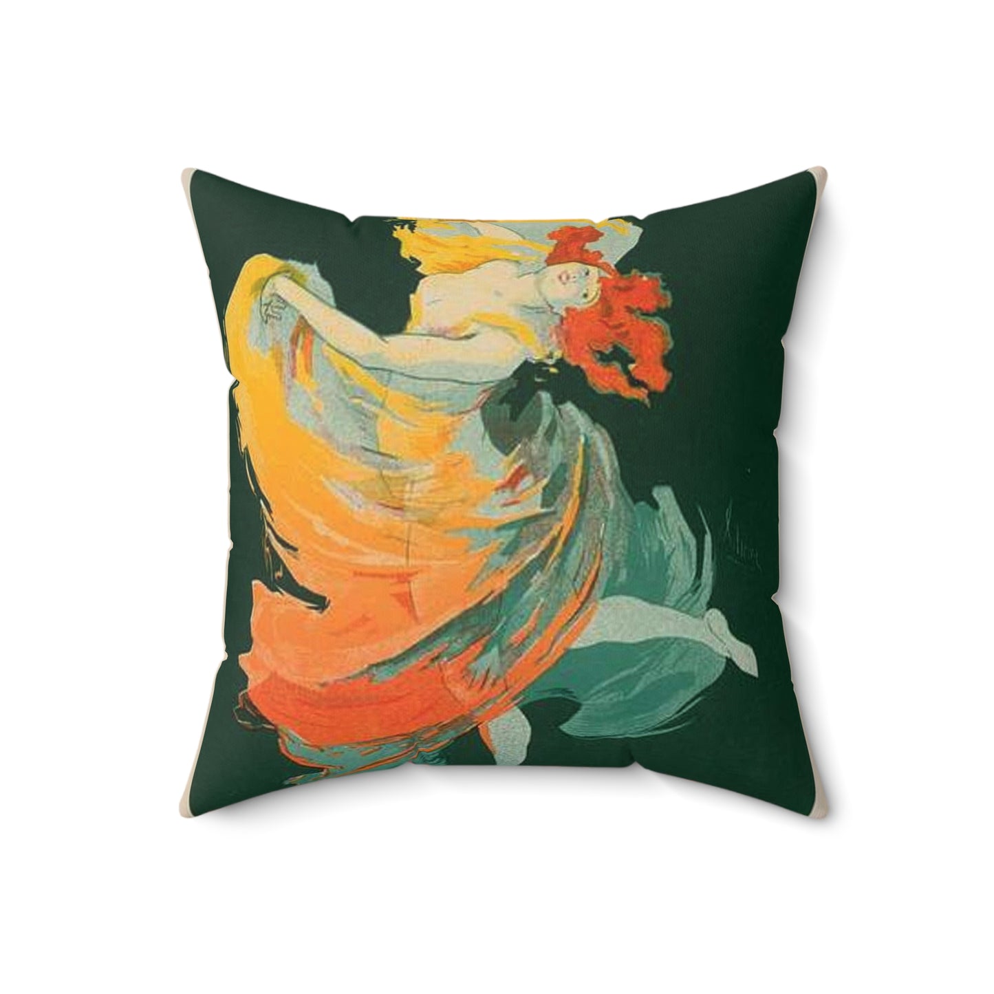 Affiche pour les Folies-Bergère, "la Loïe Fuller". Decorative Accent Square Pillow