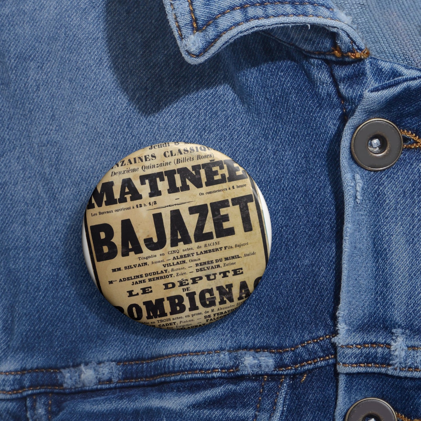 Poster of Bajazet 1900 - A poster advertising a concert in paris Pin Buttons with Crisp Design