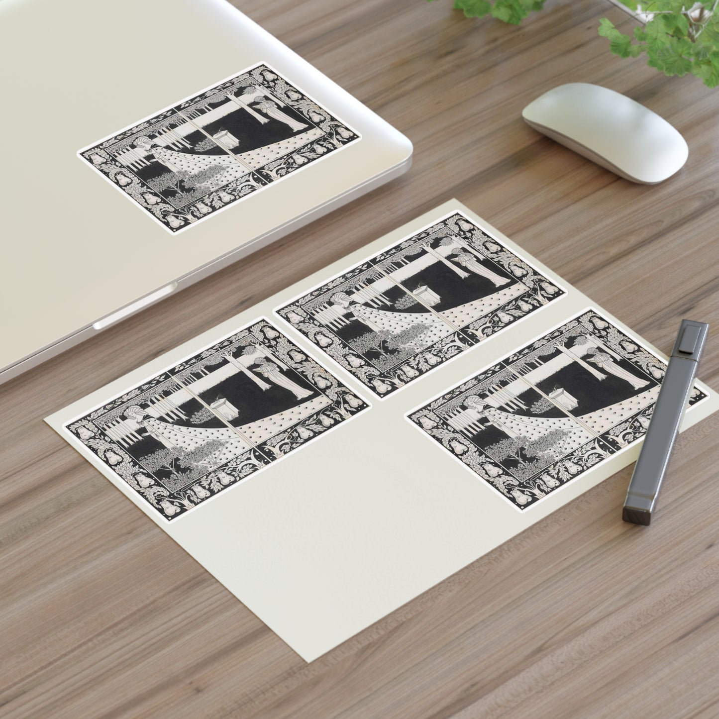 Aubrey Beardsley - La Beale Isould at Joyous Gard Laminated UV Protective Vinyl Stickers