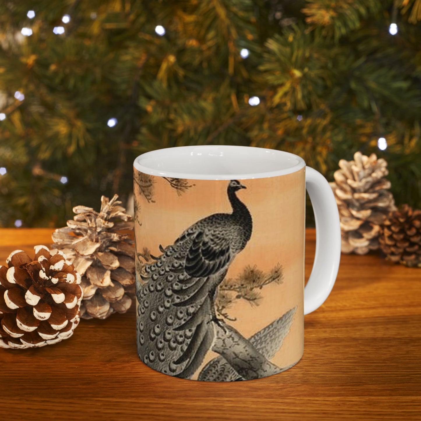 Koson - peacock-and-hen, Ohara Koson Beautiful Novelty Ceramic Coffee Mug 11oz