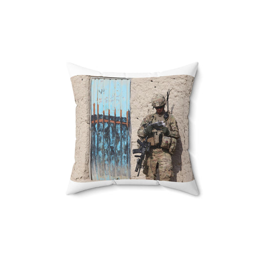 U.S. Army Sgt. Keith Keller, a combat engineer assigned Decorative Accent Square Pillow