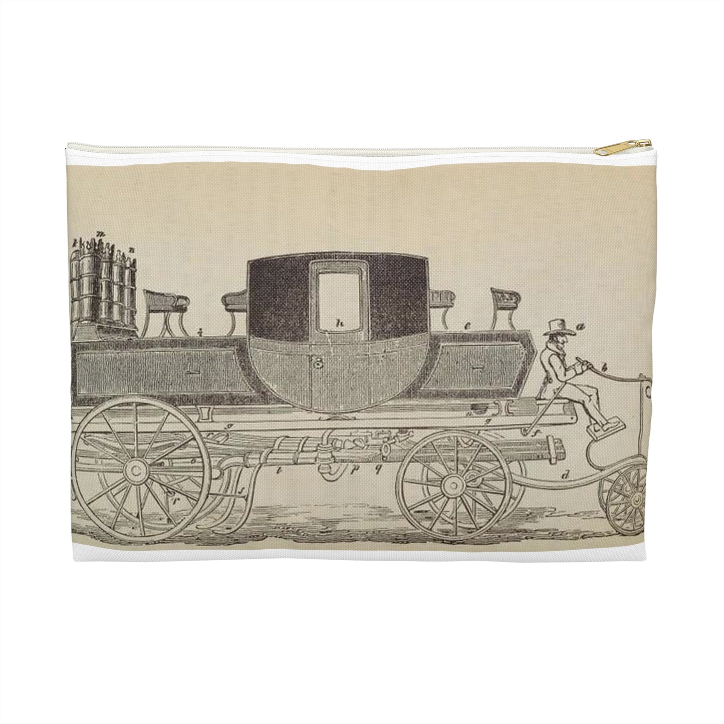Patent Drawing of Engine - Patent steam carriage, by Mr. Goldsworthy Gurney, of Argyle Street, London, 1826 Public domain  image Large Organizer Pouch with Black Zipper