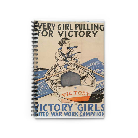 Every Girl Pulling for Victory, Victory Girls United War Work Campaign Spiral Bound Ruled Notebook with Printed Cover