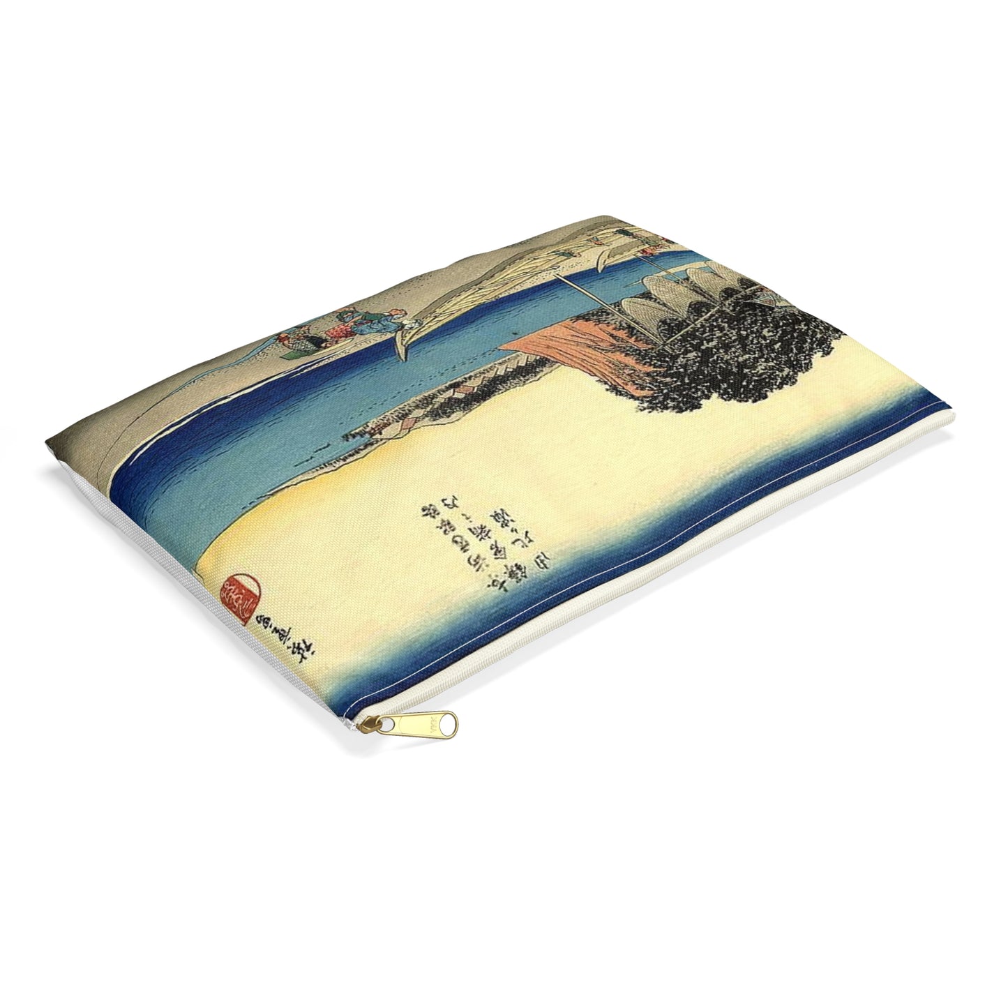 Utagawa Hiroshige - Hiroshige, Yuigahama Large Organizer Pouch with Black Zipper