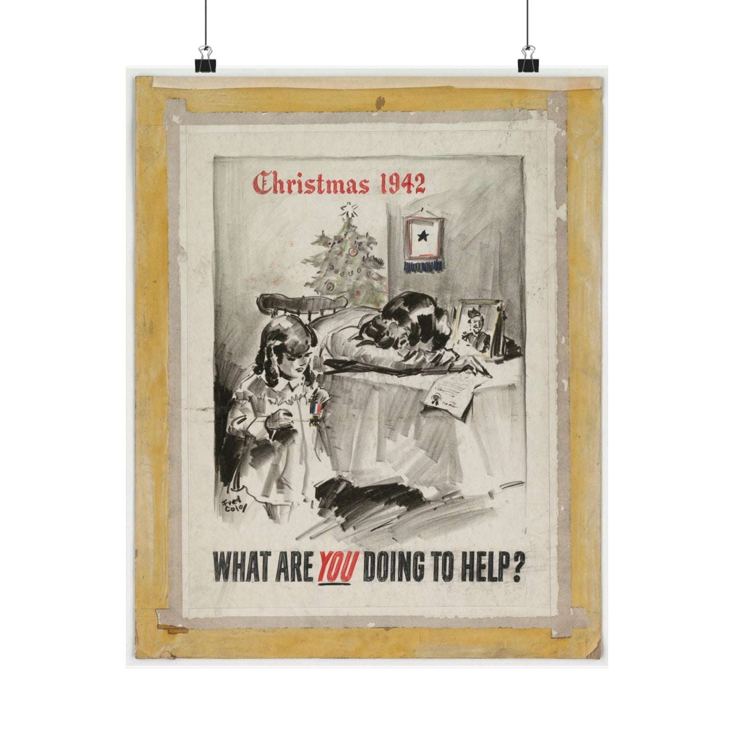 What Are You Doing to Help?  Christmas 1942 High Quality Matte Wall Art Poster for Home, Office, Classroom