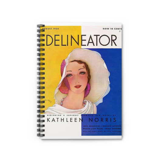 Delineator 1930-08 - Art Deco public domain image Spiral Bound Ruled Notebook with Printed Cover
