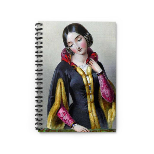 Ana Boemia - A painting of a woman in a black dress Spiral Bound Ruled Notebook with Printed Cover