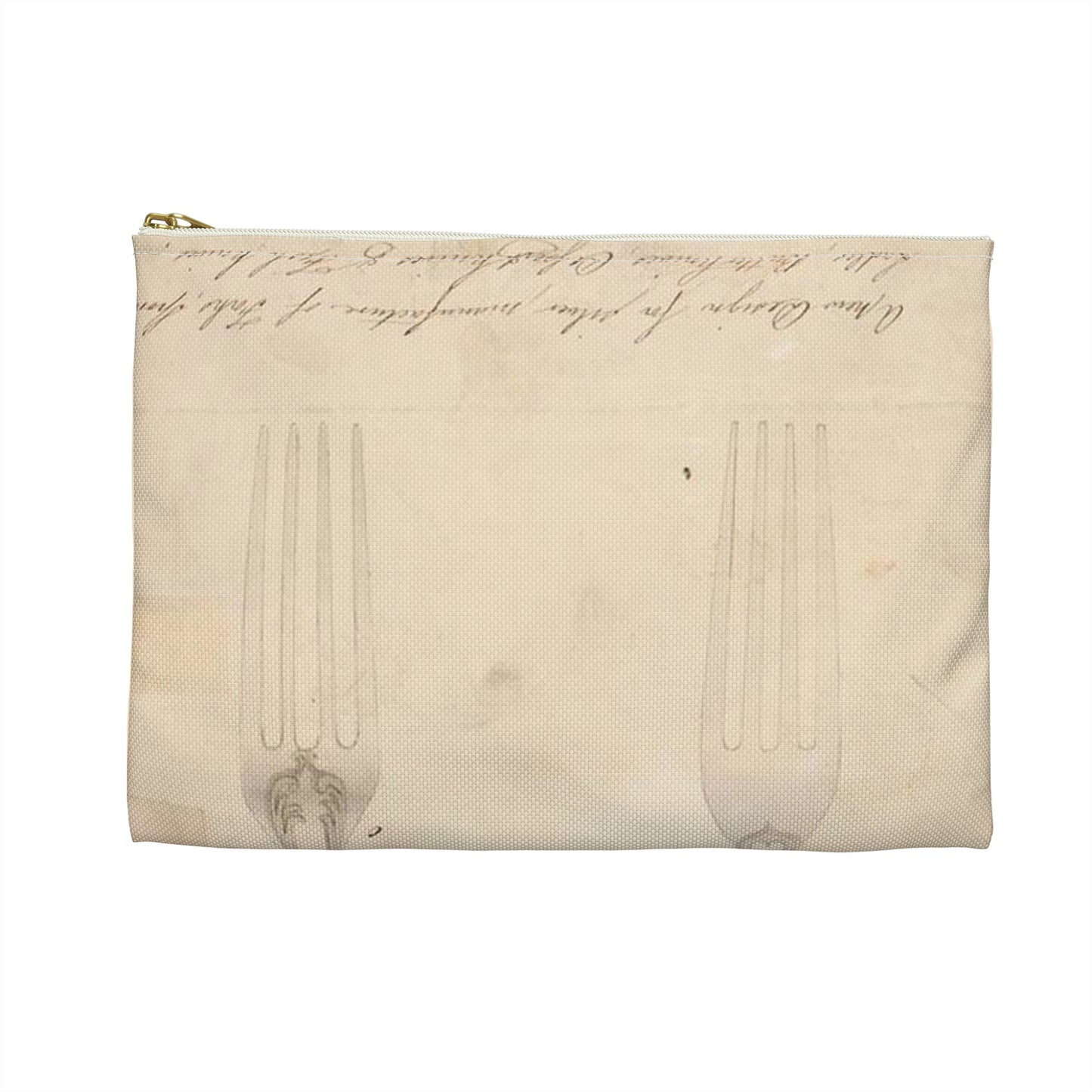 Patent drawing - Drawing of Design for Silver Forks Public domain  image Large Organizer Pouch with Black Zipper