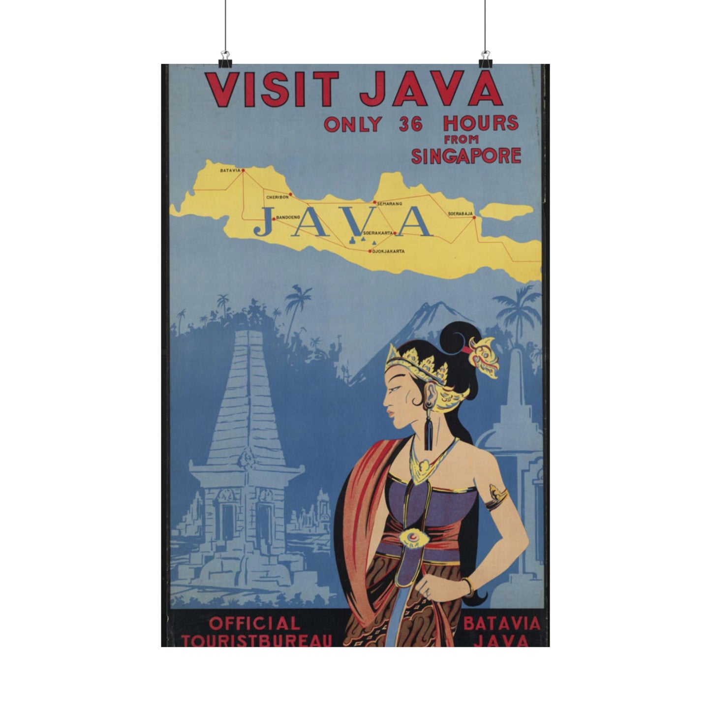 Java. Vintage Travel Poster., Art Deco Poster High Quality Matte Wall Art Poster for Home, Office, Classroom