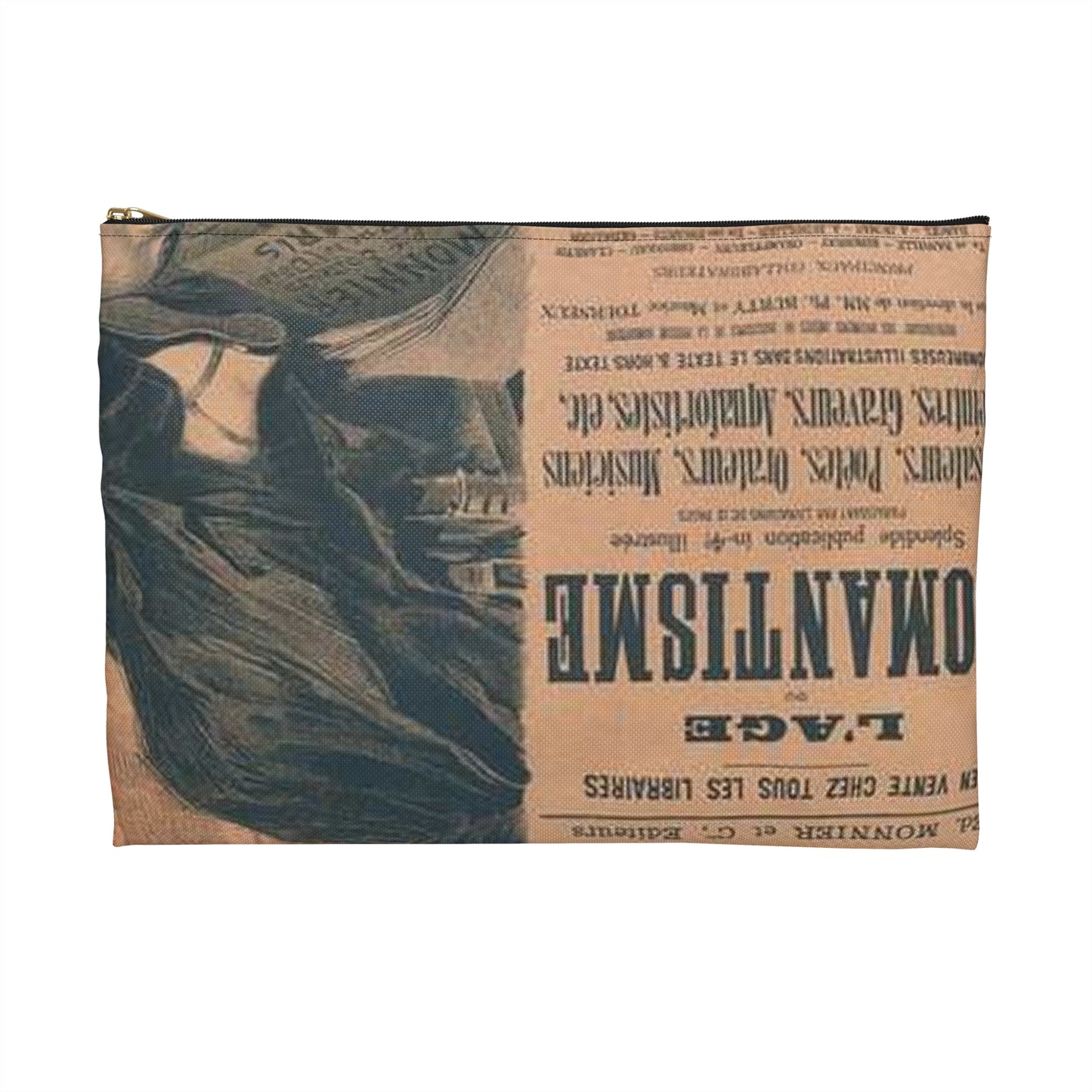 Affiche pour la "Librairie Romantique". Large Organizer Pouch with Black Zipper