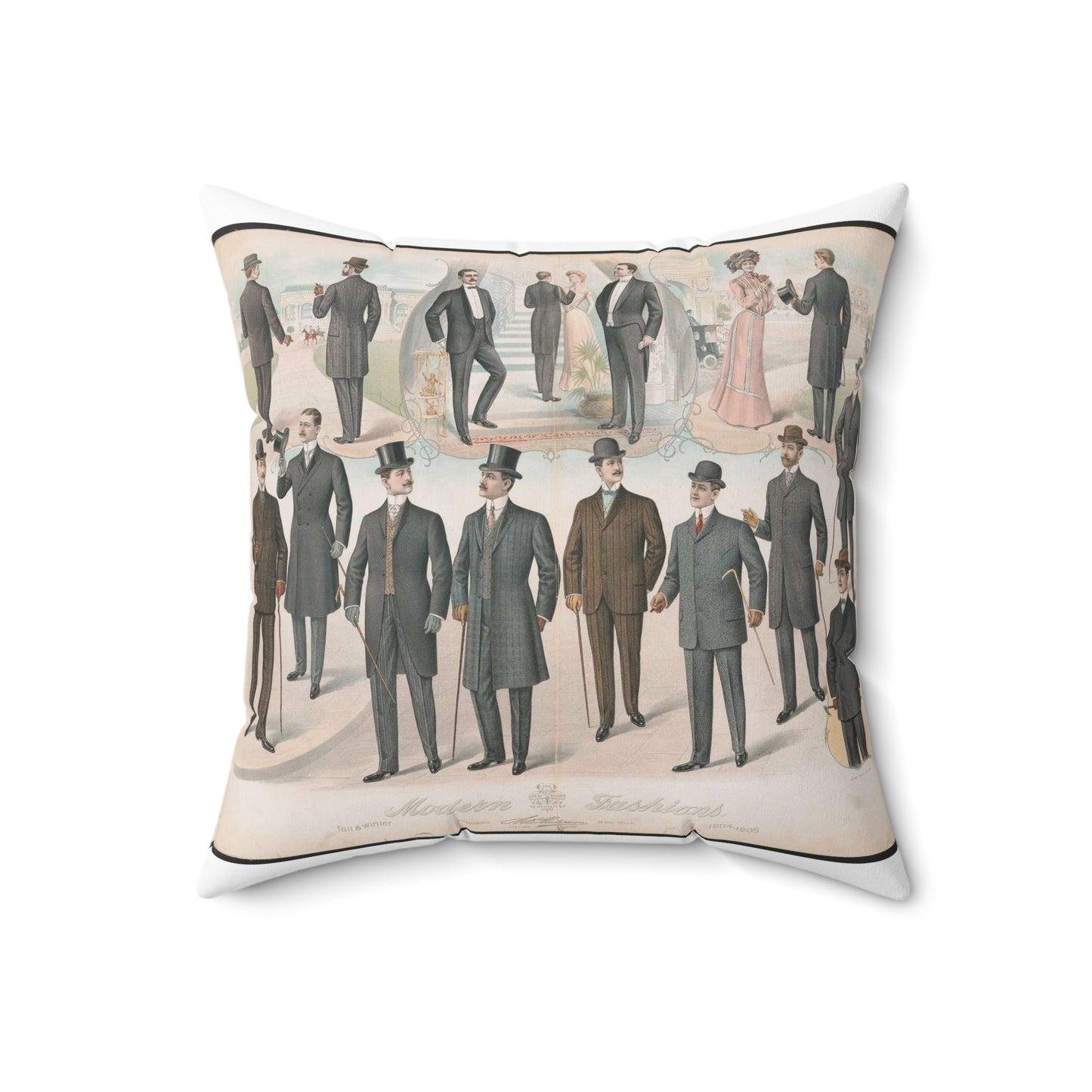 Modern fashions, fall & winter - Public domain graphic arts, Library of Congress Decorative Accent Square Pillow