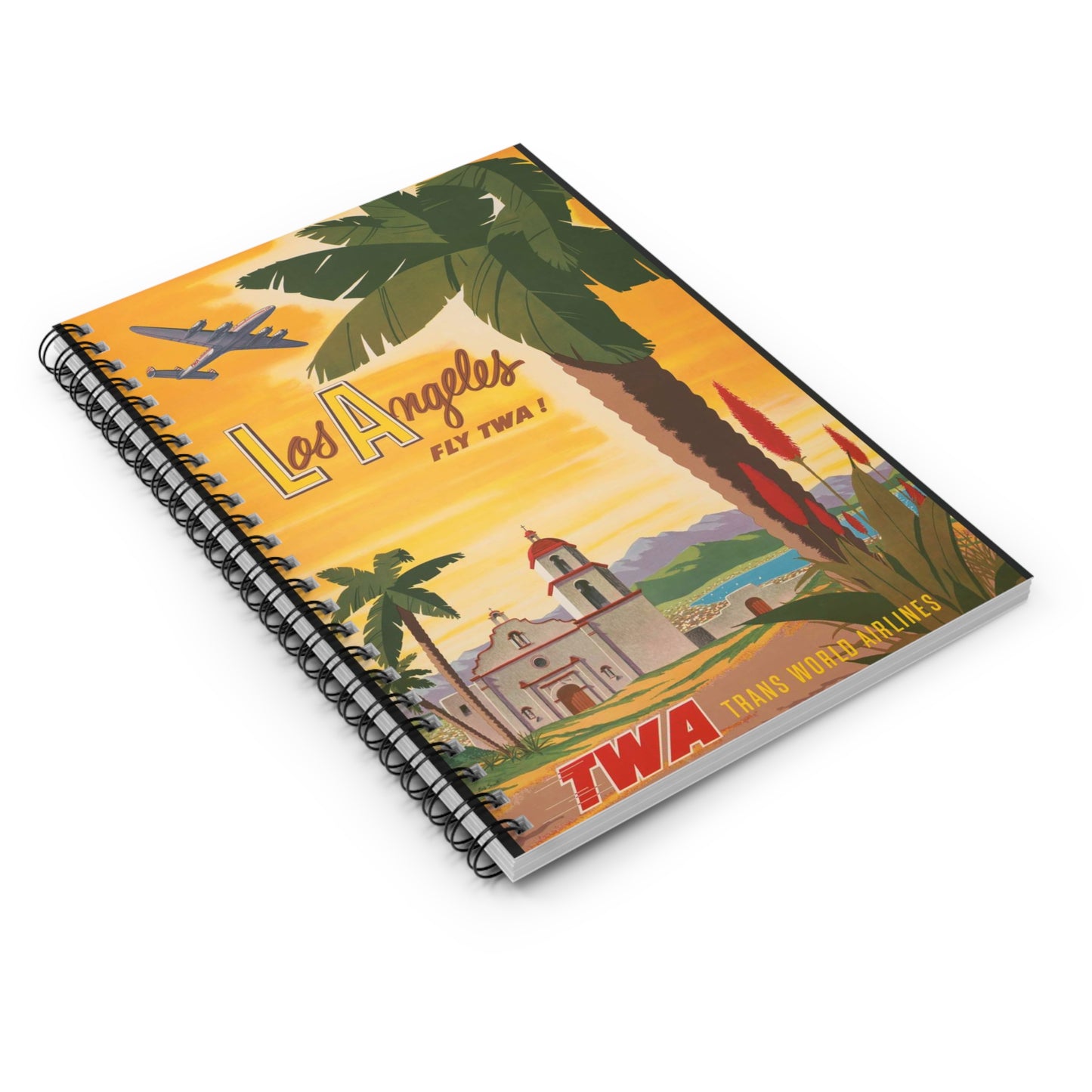 Los Angeles - fly TWA! Bob Smith Spiral Bound Ruled Notebook with Printed Cover