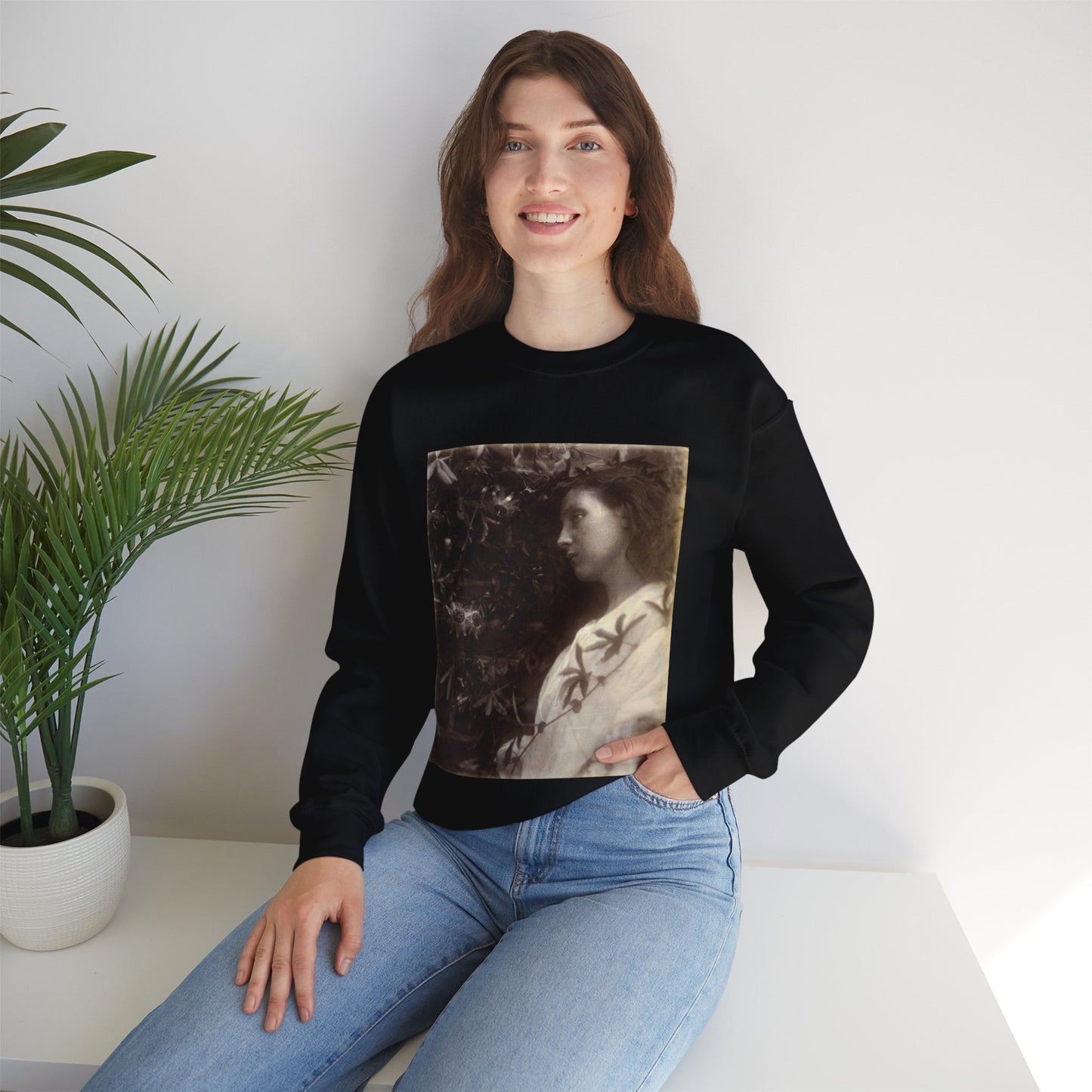 Maud, by Julia Margaret Cameron Black Heavy Blend Adult Crew Neck SweatShirt