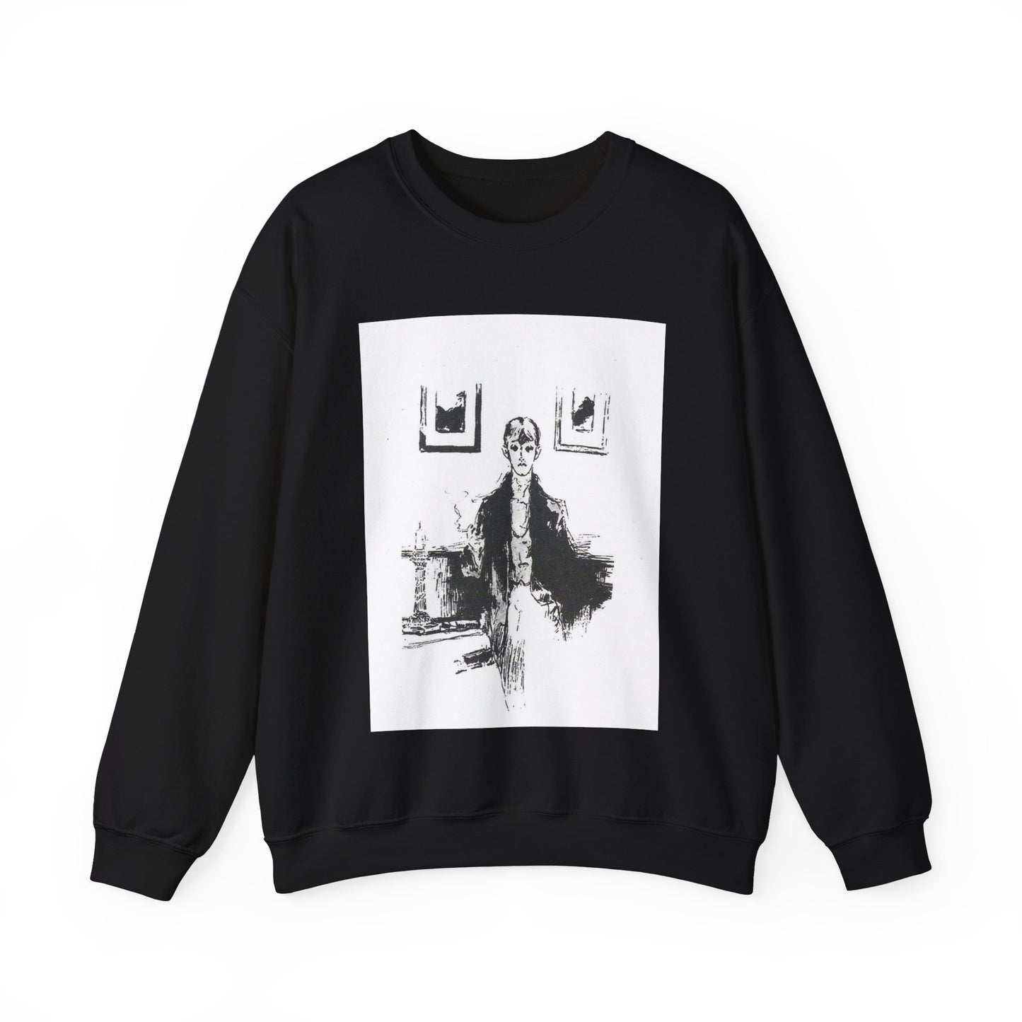 Aubrey Beardsley 5 - A drawing of a woman sitting on a couch Black Heavy Blend Adult Crew Neck SweatShirt