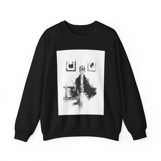 Aubrey Beardsley 5 - A drawing of a woman sitting on a couch Black Heavy Blend Adult Crew Neck SweatShirt