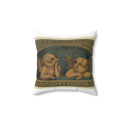 Fairbank's cherubs--Presented with the compliments of N.K. Fairbank & Co., lard refiners, Chicago & St. Louis Decorative Accent Square Pillow