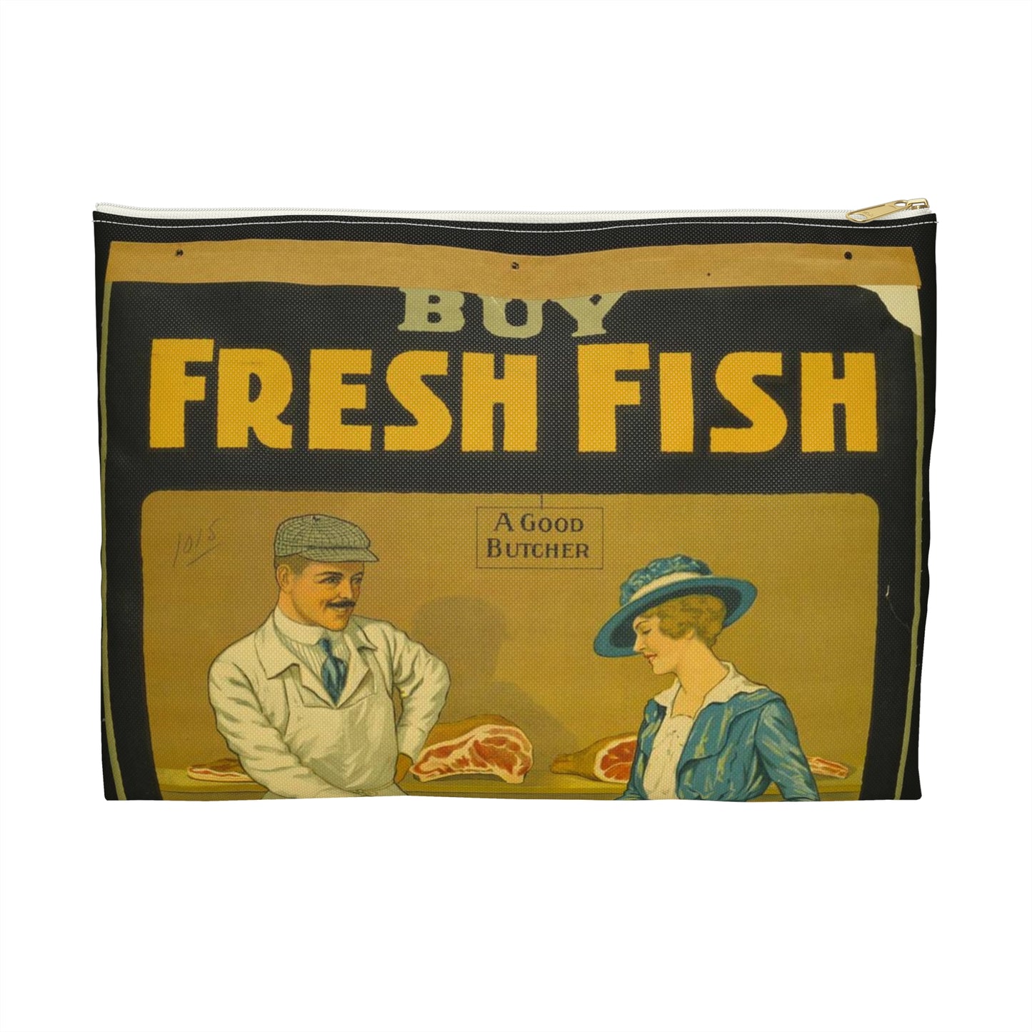 Buy fresh fish, save the meat for our soldiers and allies / E. Henderson. Large Organizer Pouch with Black Zipper