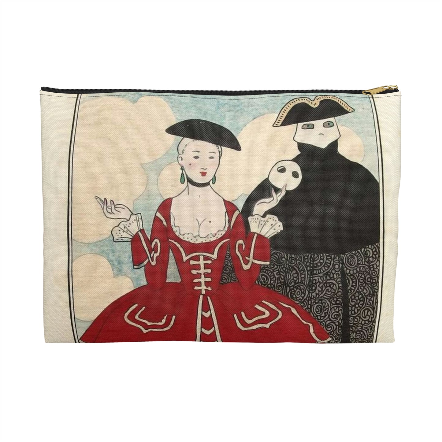 Costumes Parisiens No.56 George Barbier, 1913 Large Organizer Pouch with Black Zipper