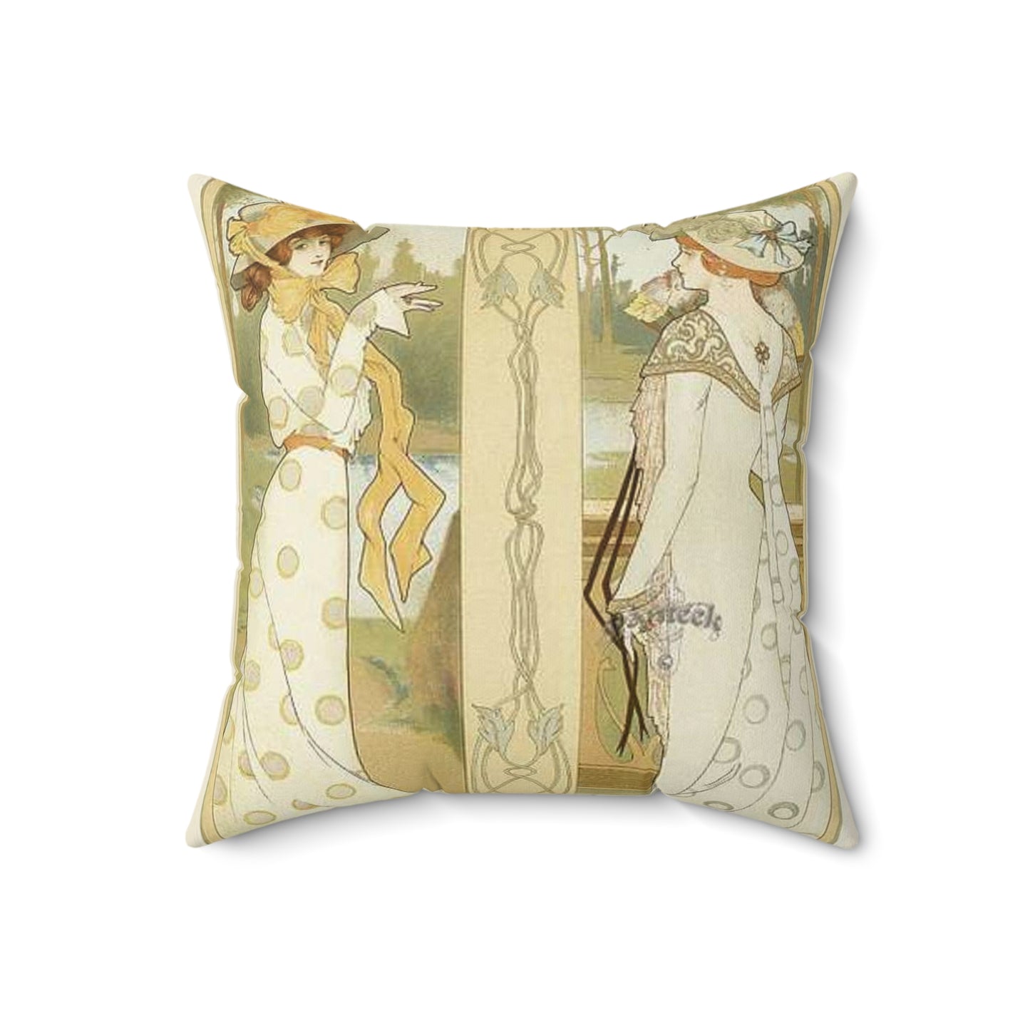 Jane Atché - La Cigarette - Drawing. Public domain image. Decorative Accent Square Pillow