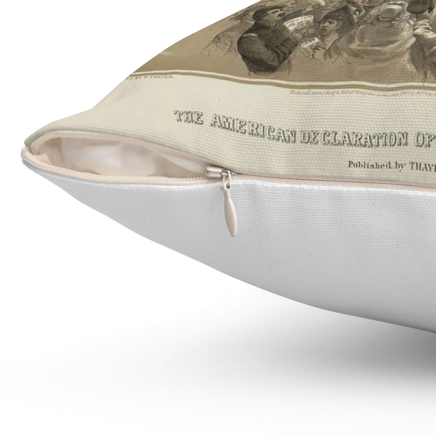The American Declaration of Independence illustrated / Fabronious ; designed by R. Thayer ; L. Prang & Co. Lith., Boston. Decorative Accent Square Pillow