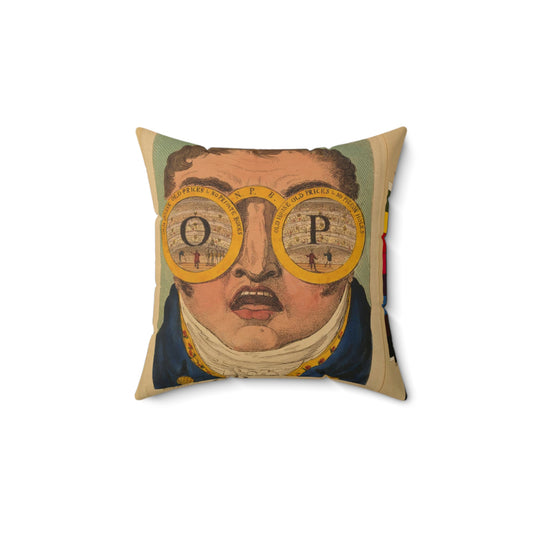 The OP spectacles / Cruikshank del., British Cartoon Print Decorative Accent Square Pillow