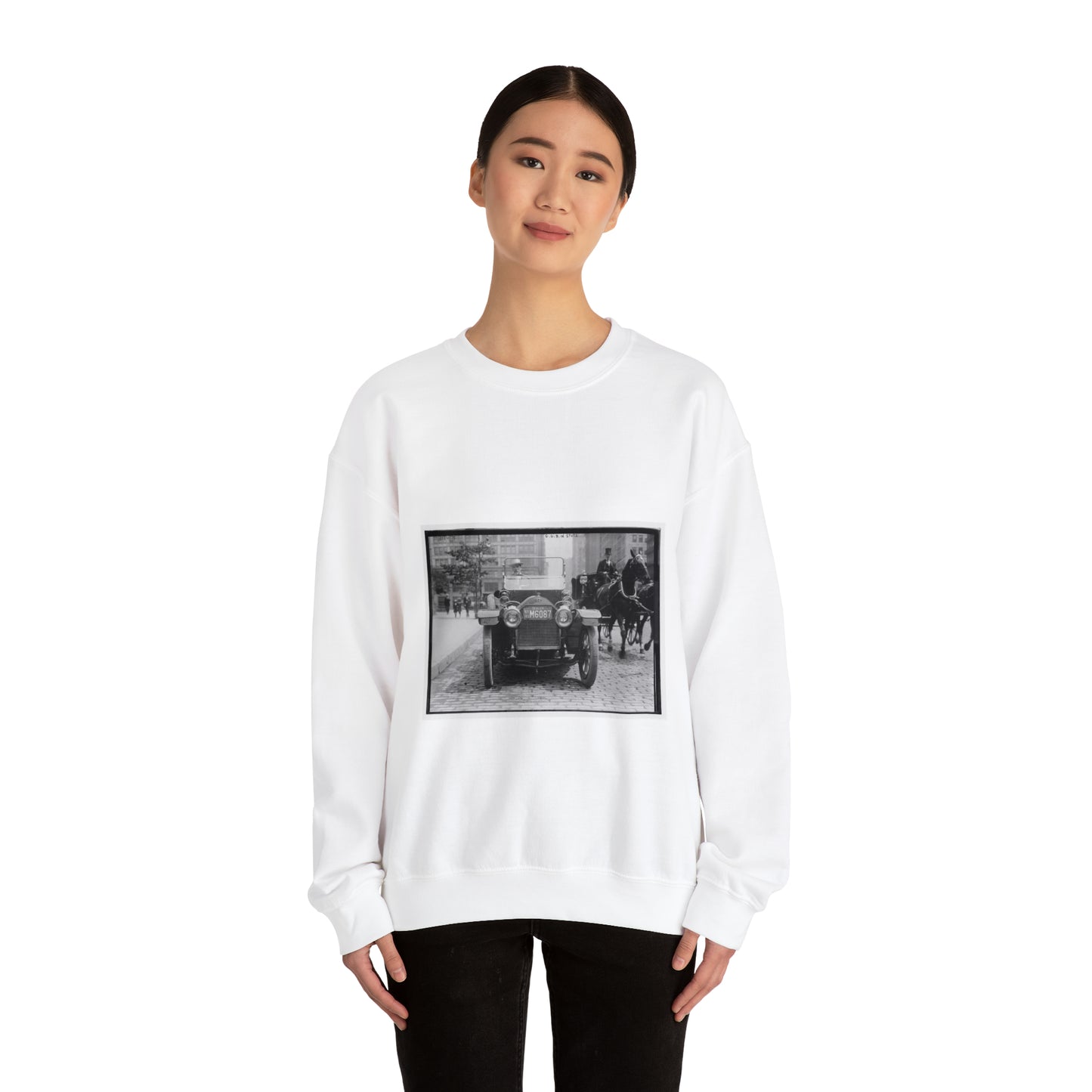 G.G.B. i.e., George Grantham Bain in Stutz White Heavy Blend Adult Crew Neck SweatShirt