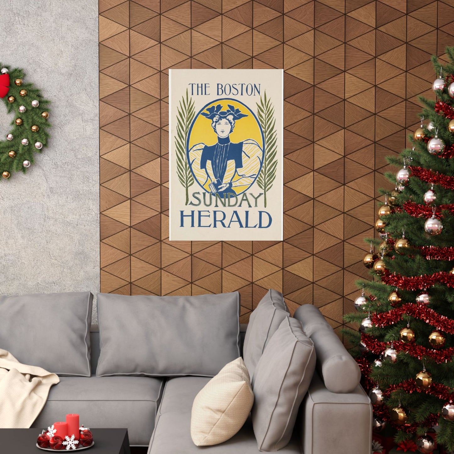 The Boston Sunday herald, Art Nouveau Poster High Quality Matte Wall Art Poster for Home, Office, Classroom
