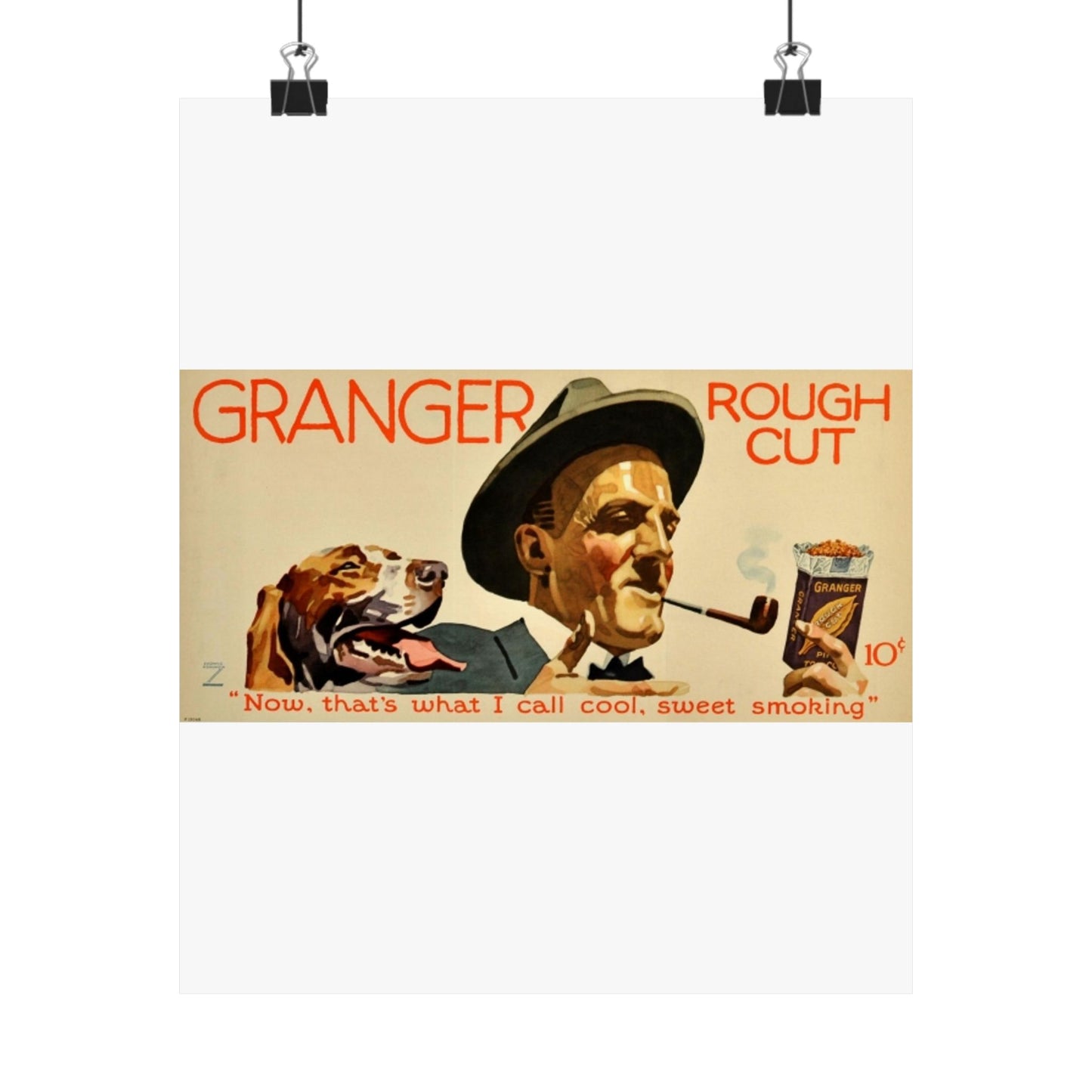 Granger Rough Cut. „Now, that's what I call cool, sweet smoking“, 1923, poster 1 High Quality Matte Wall Art Poster for Home, Office, Classroom