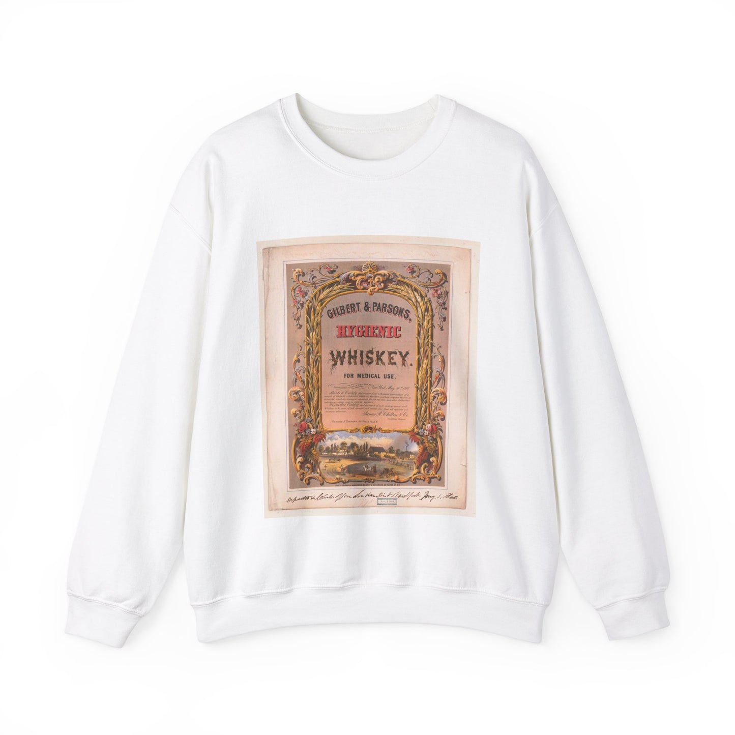 Gilbert & Parsons, hygienic whiskey--for medical use / lith. in colors by Robertson, Seibert & Shearman, N.Y. White Heavy Blend Adult Crew Neck SweatShirt