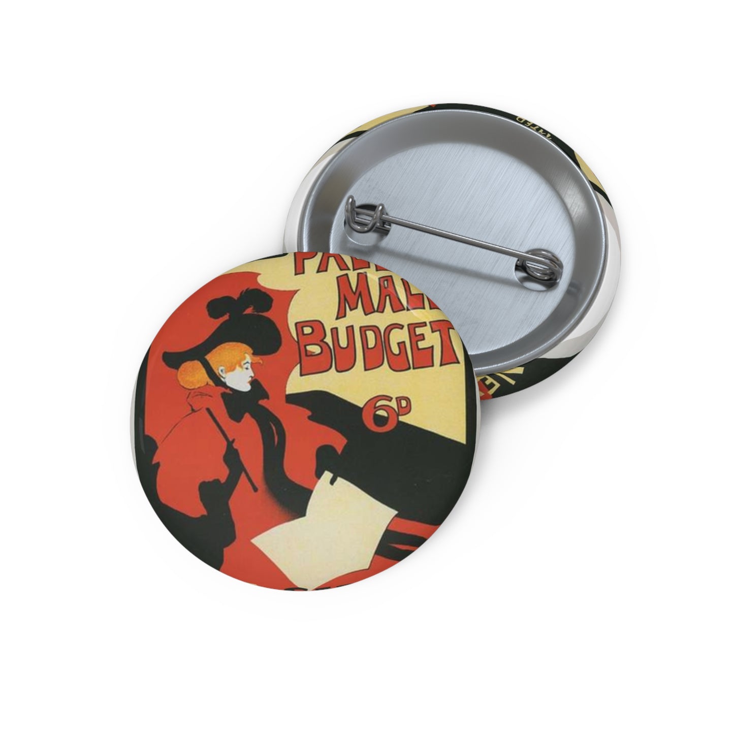 Affiche anglaise pour la revue hebdomadaire "Illustrated Pall Mall Budget". Pin Buttons with Crisp Design