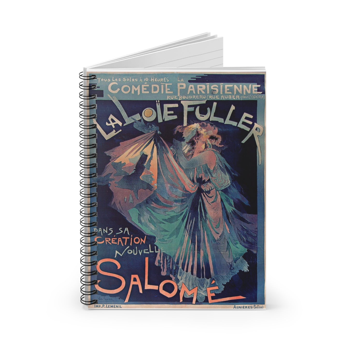 Georges de Feure - Affiche Loie Fuller Spiral Bound Ruled Notebook with Printed Cover