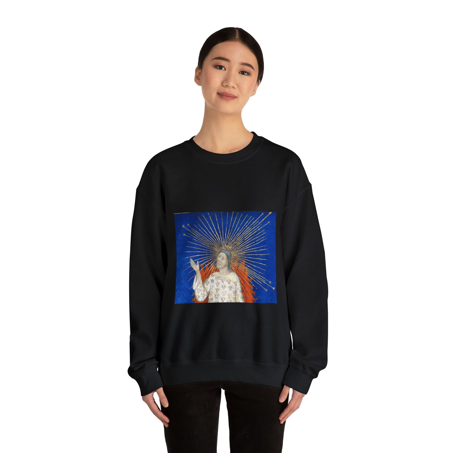 Detail, The Creation - Bible Historiale (c.1411), vol.1, f.3 - BL Royal MS 19 D III (cropped) Black Heavy Blend Adult Crew Neck SweatShirt